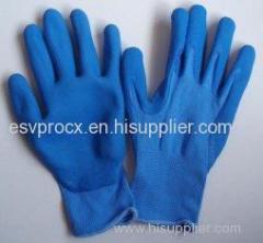 L Foam Finished Seamless Nylon Liner Nature Blue Latex Coated Gloves