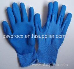 L Foam Finished Seamless Nylon Liner Nature Blue Latex Coated Gloves