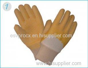 Puncture Resistance Industrial Safety Latex Coated Gloves With Knitted Wrist