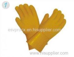Custom Rough Finished Yellow Industrial Protective Gloves With Latex Fully Dipping