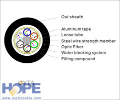 12~144 Cores Singel-mode/Multimode SM G652D MM 50/125 MM 62.5/125 GYTA Aluminum Longitudinal Layer Stranded Optic Cable