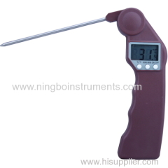 Folding digital cooking thermometer