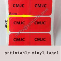 Red Blank Transparent PET Sticker printed with bar code
