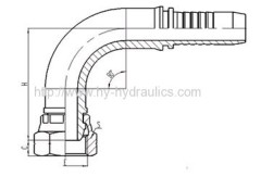 Swaged hose fitting 90 degree metric female multi seal fitting