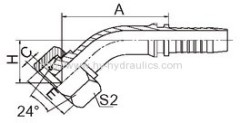 Hydraulic hose fitting with Zinc plated metric female 24 conewith o0-ring DIN 3865 Crimpe fitting 20441