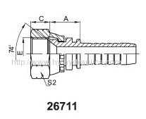 Swaged hose fitting JIC 74 degree cone thread female hydraulic hose fitting 26711 26711T