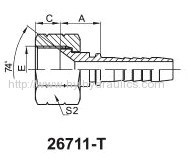 Swaged hose fitting JIC 74 degree cone thread female hydraulic hose fitting 26711 26711T