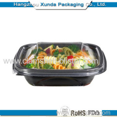 Disposable plastic food container with lid