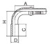 90 degree metric hydraulic fitting