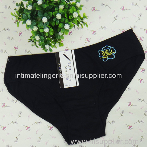 Plain embroidery lady's boyshort hipster cotton bikini panties stretch lady brief sexy underwear lingerie intimate under