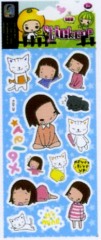 little girl Foil Puffy Stickers