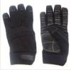 Black Leatherette Sewed Shake Resistant Palm Sporting Street Bike Gloves