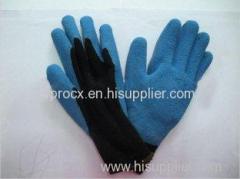 Wrinkle Finish Abrasion Resistance Blue Latex Coated Warm Winter Gloves