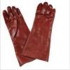 Chemicals Resistance Red PVC Industrial Protective Gloves With Interlock Cotton Liner