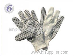 Safety Knitted Cotton Gloves With Black PVC Dots For Automotive Manufacturing