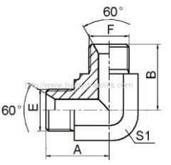 Male hydaulic coupling 90 degree eblow 1B9