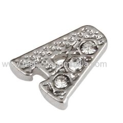 Platinum Plated Alloy Letters with Crystal Floating Locket Charms Wholesale