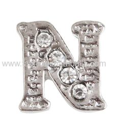 Gold Plated Alloy Letter A, B, L, R with Crystal Floating Locket Charms Wholesale