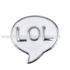 Platinum Plated Enamel Alloy Lipstick , Lol talk bubble, Handbag with Crystal Floating Locket Charms Wholesale