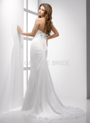 GEORGE BRIDR ruched chiffon wedding dress sweetheart neckline and corset closure with beaded lace embellishments