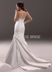 GEORGE BRIDR strapless scoop neckline Asymmetrical pleating bodice A-line wedding gown