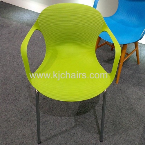 green pp plastic seat with chrome frame chair