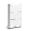 Simms White Modern Shoe Rack Cabinet For Living Room 3 Compartment DX-8616