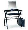 Black Glass And Wood Computer Desk Small Mini Design Furniture DX-335