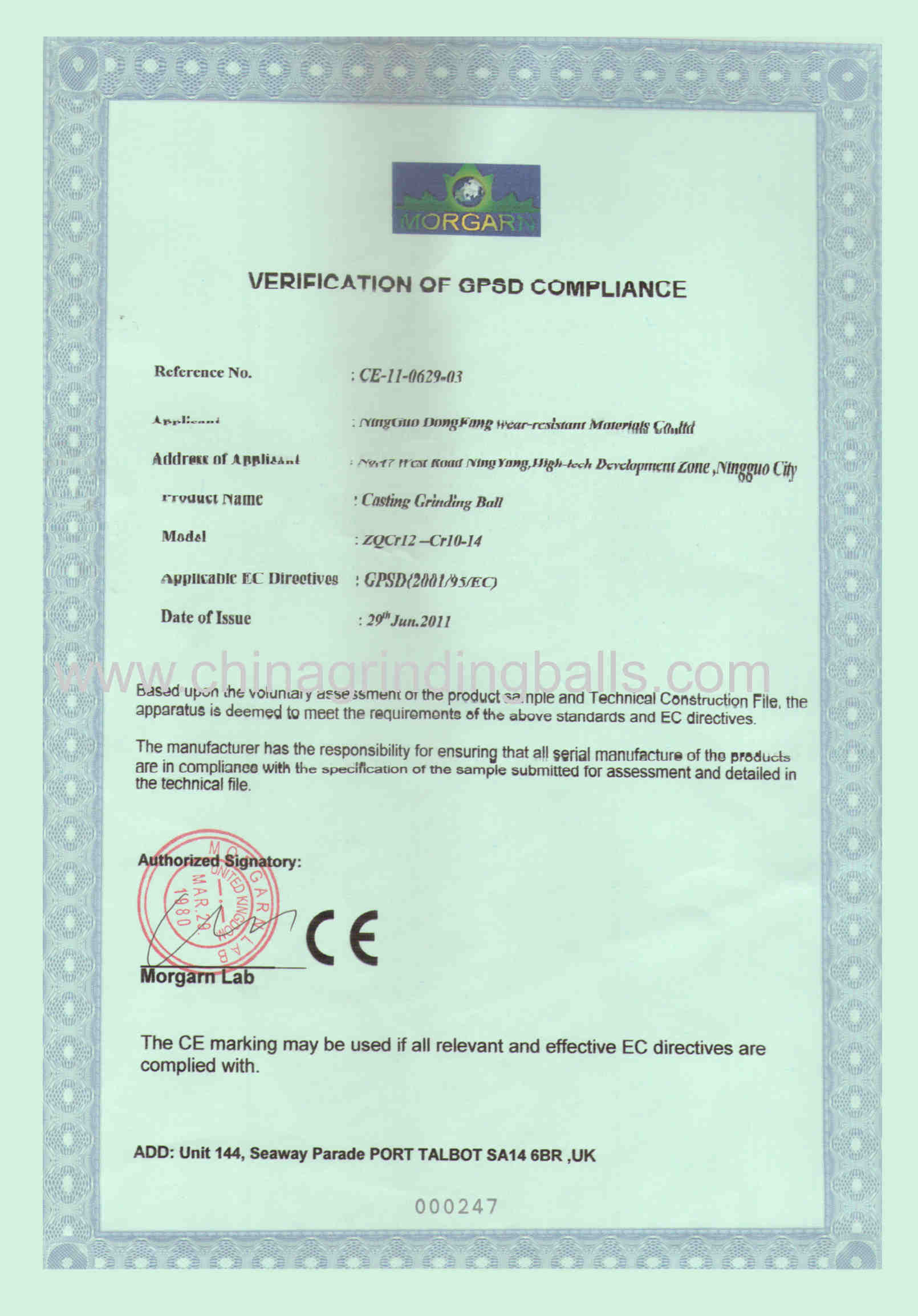 CE Certificate
