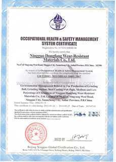 Occupational Health and Safety Management System certified GB/T 28001:2011