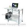 Cool Clear Modern Glass Computer Desk For Home 38mm Stainless Tube DX-8803