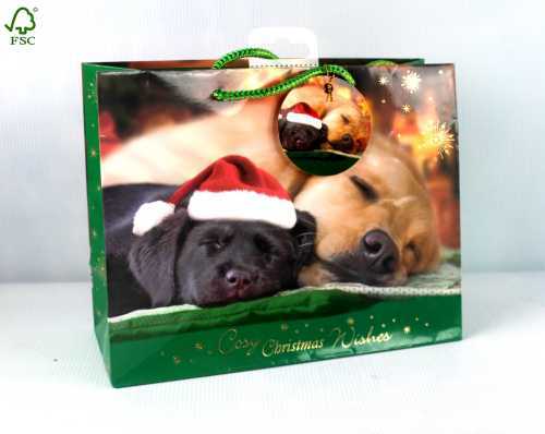 CUTE PUPPY CHRISTMAS SHOPPING GIFT BAG