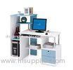 Small Wooden Computer Desk For Home With Cabinet White And Blue DX-1109