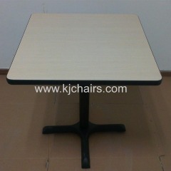 square fast food dining table with cast iron feet