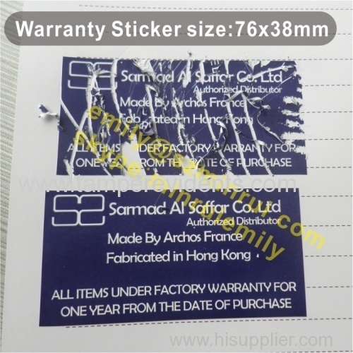 Custom Warranty Cannot Remove Warranty Seal Stickers,Print Fragile Self Destructible Labels with Company Name and Logo