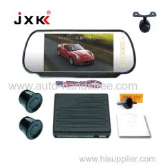 12V car use 7 inch TFT display rearview mirror humen voice and buzzer 2 and 4 sensor car camera parking sensor system