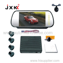 12V car use 7 inch TFT display rearview mirror humen voice and buzzer 2 and 4 sensor car camera parking sensor system