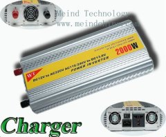 2000W Modified Sine Wave Built-In Charger DC to AC Power Inverter with Universal Socket