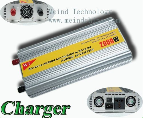 2000W Modified Sine Wave Built-In Charger DC to AC Power Inverter with Universal Socket