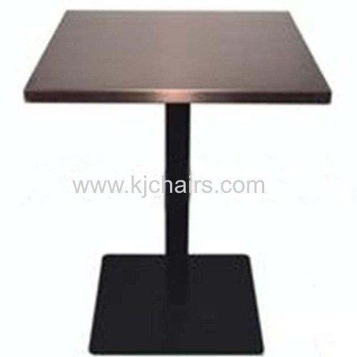 Solid wood coffee restaurant table with cast iron table base