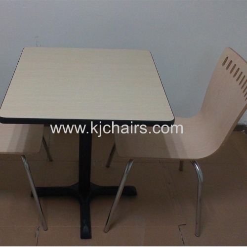 square fast food dining table with cast iron feet