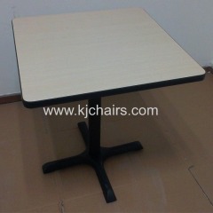 square fast food dining table with cast iron feet