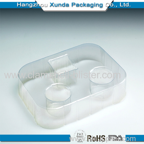 Cosmetic plastic clamshell cavity tray