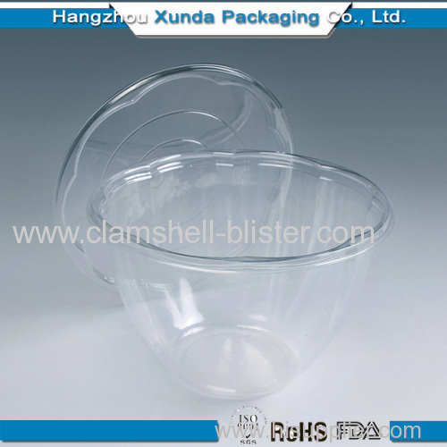 Plastic clear salad storage bowl with lid