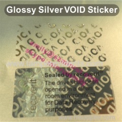 Custom 50x30mm Non Removable Glossy Silver VOID Vinyl Stickers,Silver Tamper Evident Stickers,Tamper Proof Void Stickers