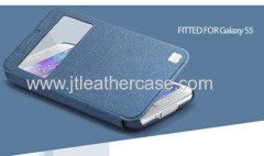 Popular Blue folio PU Leather Case for Sumsung Galaxy s5 Cover