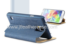 Popular Blue folio PU Leather Case for Sumsung Galaxy s5 Cover