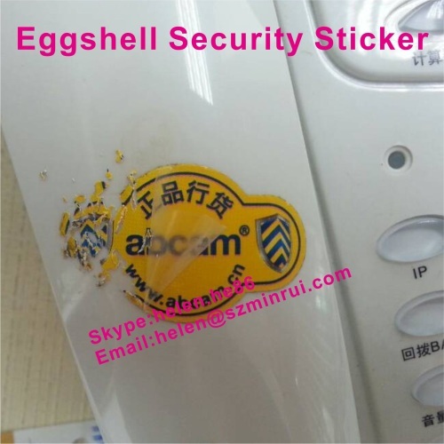 Custom Difficult Remove Vinyl Eggshell Security Sticker