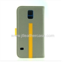 Yellow line simple style folio PU Leather Case for Sumsung Galaxy s5 Cover