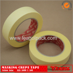 Yellow Crepe Paper Tape Industrial Purpose 19mm x 50M/25mmx50M/30mmx50M/38mmx50M/50mmx50M